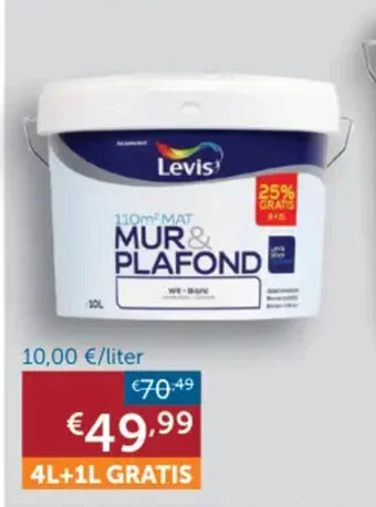 Zelfbouwmarkt LEVIS MUUR- EN PLAFONDVERF 4L+1L aanbieding