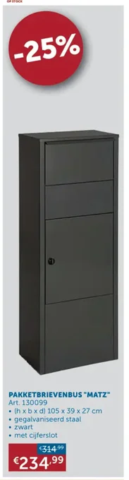 Zelfbouwmarkt PAKKETBRIEVENBUS "MATZ" 105 x 39 x 27 cm aanbieding