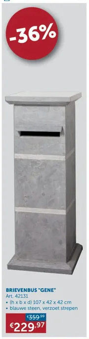Zelfbouwmarkt BRIEVENBUS "GENE" 107 x 42 x 42 cm aanbieding