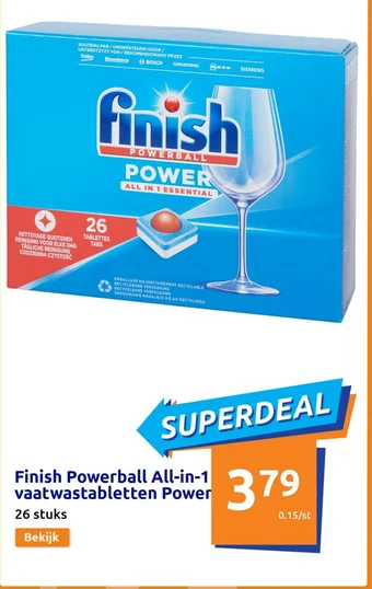 Action Finish Powerball All-in-1 vaatwastabletten Power aanbieding