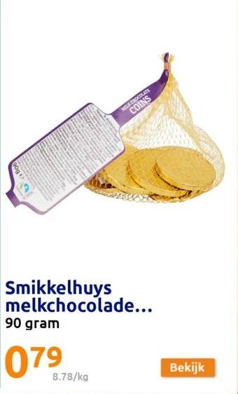 Action Smikkelhuys melkchocolade 90 gram aanbieding
