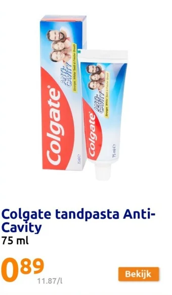 Action Colgate tandpasta Anti-Cavity 75 ml aanbieding