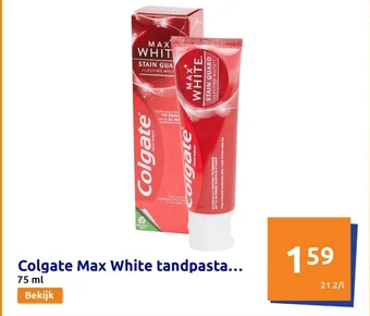 Action Colgate Max White tandpasta 75 ml aanbieding