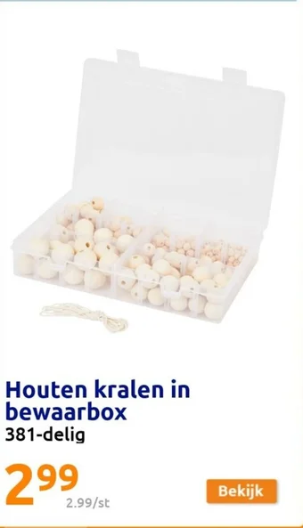 Houten kralen in bewaarbox