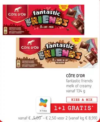 Spar Cote D'Or Fantastic Friends melk of creamy 134g aanbieding