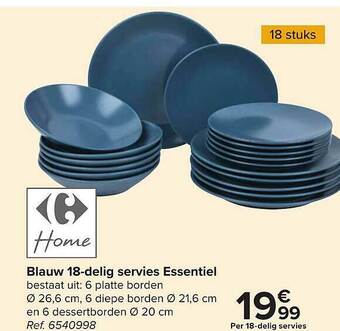 Carrefour Blauw 18 Delig Servies Essentiel aanbieding