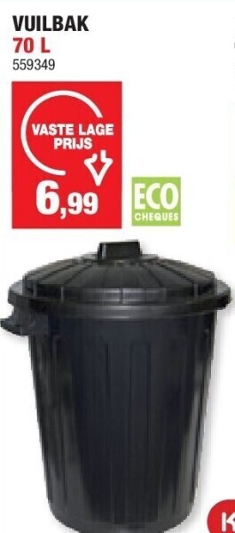 Hubo Vuilbak 70 l aanbieding