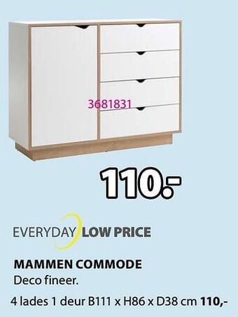 Jysk Mammen commode 4 lades 1 deur aanbieding