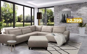 Euroshop Groot hoeksalon in stof aanbieding
