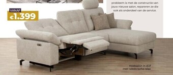 Euroshop Hoeksalon in stof met 1 elektrische relax aanbieding
