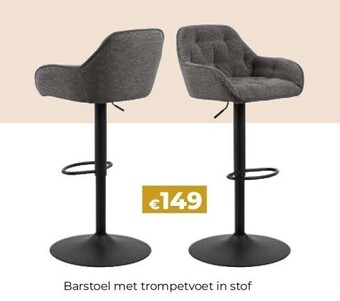 Euroshop Barstoel met trompetvoet in stof aanbieding