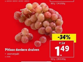 Lidl Pitloze donkere druiven aanbieding