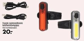 2-pak oplaadbare ledfietslampjes