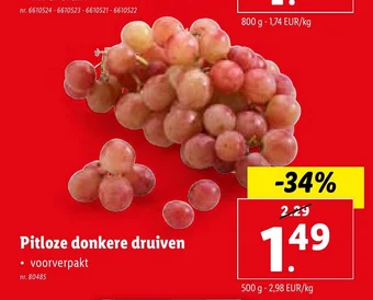 Lidl Pitloze donkere druiven aanbieding