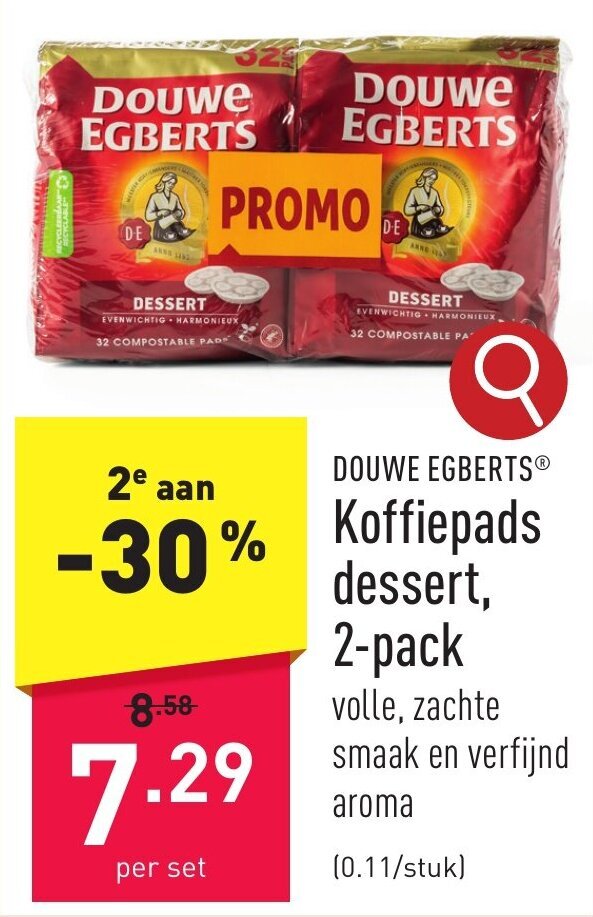DOUWE EGBERTS Koffiepads dessert promotie bij ALDI