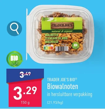 ALDI TRADER JOE'S BIO Biowalnoten 150 g aanbieding