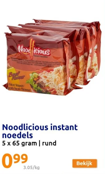 Action Noodlicious instant noedels aanbieding