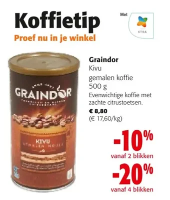 Colruyt Graindor Kivu gemalen koffie 500 g aanbieding