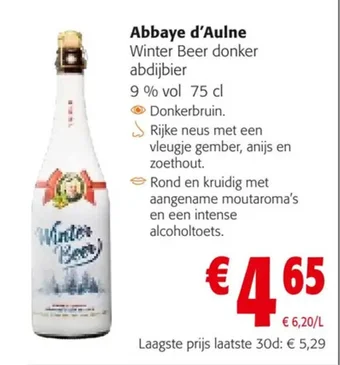 Colruyt Abbaye d'Aulne Winter Beer donker abdijbier 9 % vol 75 cl aanbieding