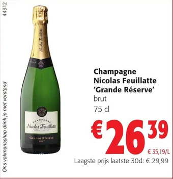 Colruyt Champagne Nicolas Feuillatte 'Grande Réserve' brut 75 cl aanbieding
