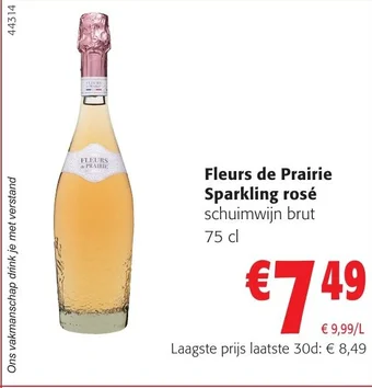 Colruyt Fleurs de Prairie Sparkling rosé 75 cl aanbieding