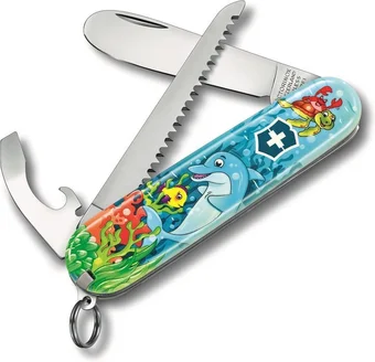 Bol.com My first victorinox junior zakmes - dolphin editie - 9 functies - met nekkoord en kleurboek aanbieding