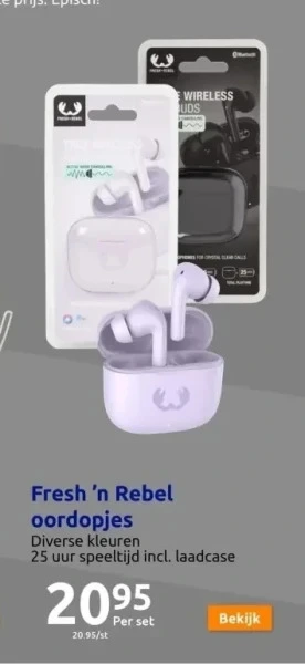 Action Fresh ’n rebel draadloze oordopjes met noise cancelling aanbieding