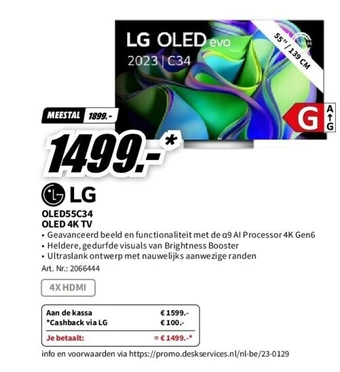 MediaMarkt Lg oled55c34la 55 oled smart 4k (2023) aanbieding