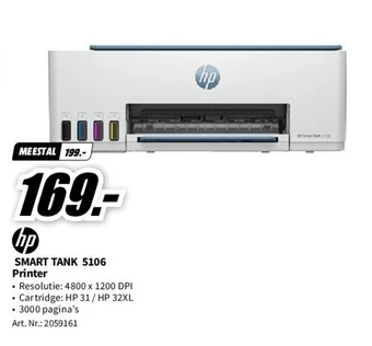 MediaMarkt Hp all-in-one printer smart tank 5106 (4a8d1a) aanbieding