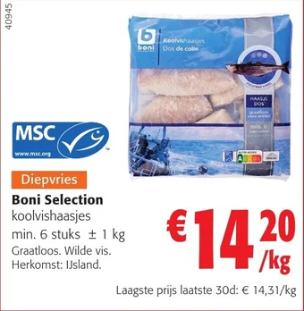 Colruyt Boni Selection koolvishaasjes aanbieding