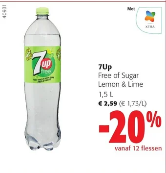 Colruyt 7Up Free of Sugar Lemon & Lime 1,5 L aanbieding