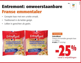 EntreMont Franse emmentaler geraspte kaas 2 x 250 g