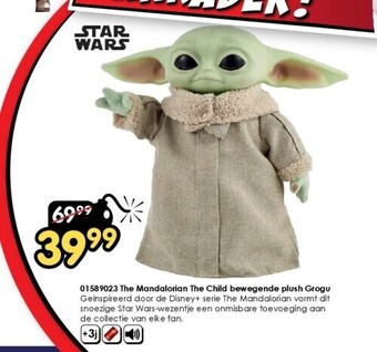 ToyChamp 01589023 the mandalorian the child bewegende plush grogu aanbieding