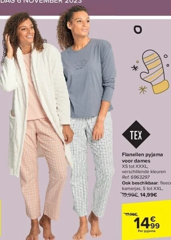 Carrefour Flanellen pyjama voor dames aanbieding