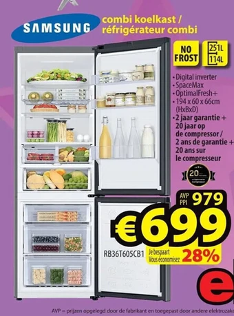 ElectroStock Samsung combi koelkast / réfrigérateur combi aanbieding