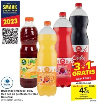 Carrefour Bruisende limonade, cola, iced tea en geïnfuseerde thee carrefour aanbieding
