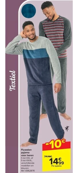 Carrefour Fluwelen pyjama voor heren aanbieding