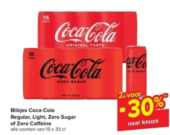 Carrefour Blikjes coca-cola regular, light, zero sugar of zero ca eine aanbieding