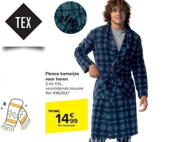 Carrefour Fleece kamerjas voor heren aanbieding