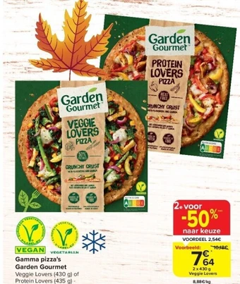Carrefour Gamma pizza's garden gourmet aanbieding