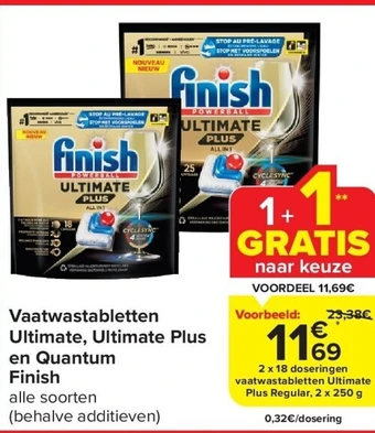 Carrefour Vaatwastabletten ultimate, ultimate plus en quantum finish aanbieding