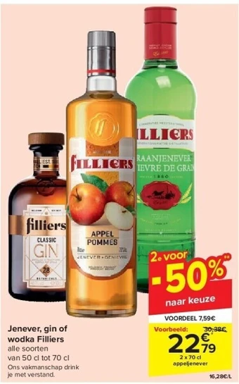 Carrefour Jenever, gin of wodka filliers aanbieding