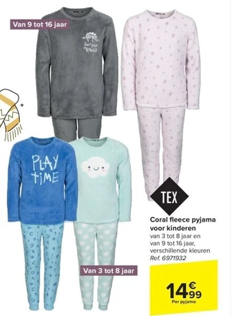 Carrefour Coral fl eece pyjama voor kinderen aanbieding