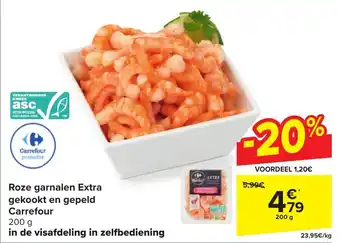 Carrefour Roze garnalen Extra gekookt en gepeld aanbieding