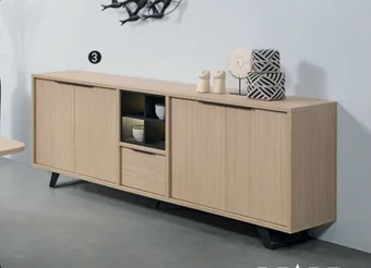 BE-Okay Dressoir 4dr-4nissen in imitatie elegant oak/black 235 x 92 x 50 cm aanbieding