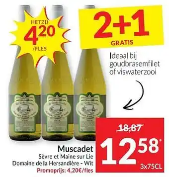 Intermarché Muscadet sèvre et maine sur lie domaine de la hersandière - wit aanbieding
