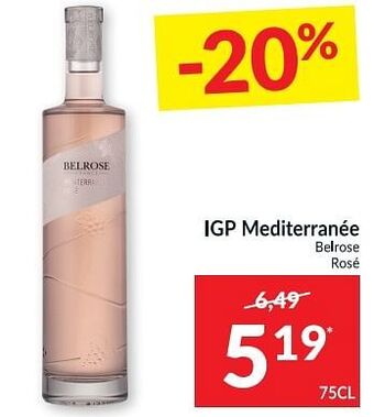 Intermarché Igp mediterranée belrose rosé 75cl aanbieding