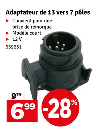 Adaptateur de 13 vers 7 pôles