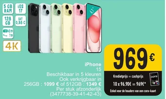 Cora iPhone 15 aanbieding