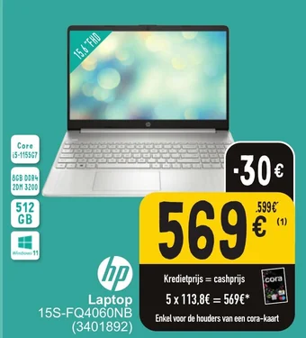 Cora Laptop 15S-FQ4060NB aanbieding